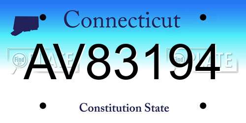 AV83194 Connecticut License Plate