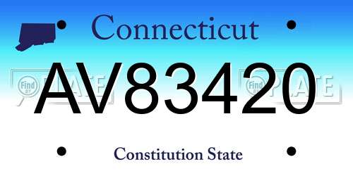 AV83420 Connecticut License Plate