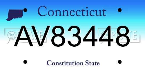 AV83448 Connecticut License Plate