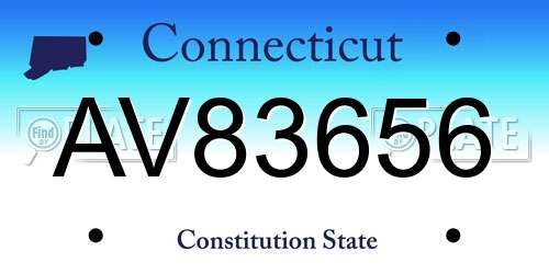 AV83656 Connecticut License Plate