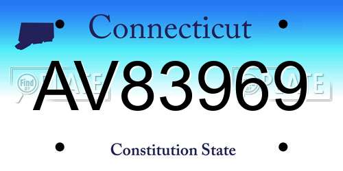 AV83969 Connecticut License Plate