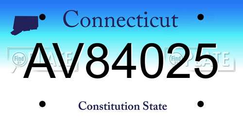 AV84025 Connecticut License Plate