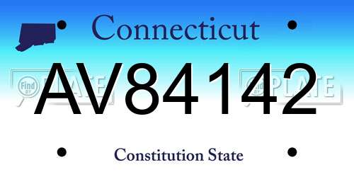 AV84142 Connecticut License Plate