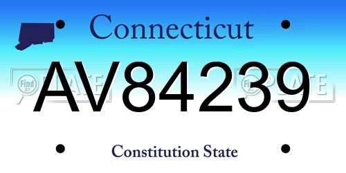 AV84239 Connecticut License Plate