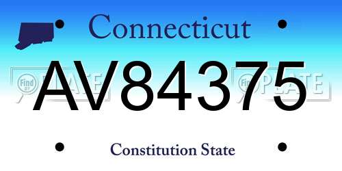 AV84375 Connecticut License Plate