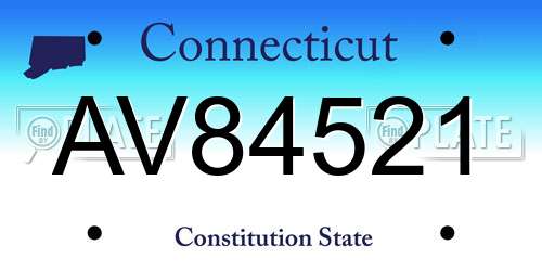AV84521 Connecticut License Plate