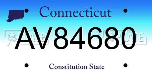 AV84680 Connecticut License Plate