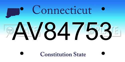 AV84753 Connecticut License Plate