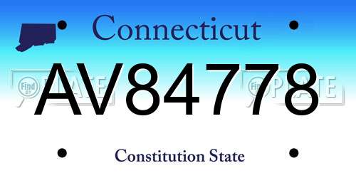 AV84778 Connecticut License Plate