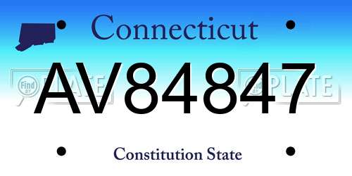 AV84847 Connecticut License Plate