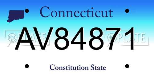 AV84871 Connecticut License Plate