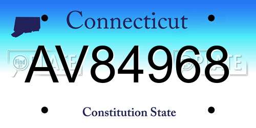 AV84968 Connecticut License Plate