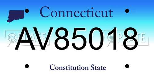 AV85018 Connecticut License Plate