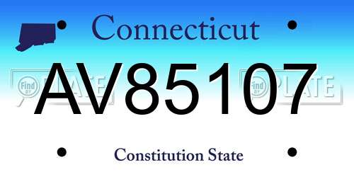 AV85107 Connecticut License Plate