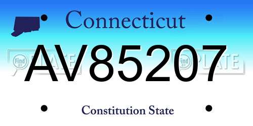 AV85207 Connecticut License Plate