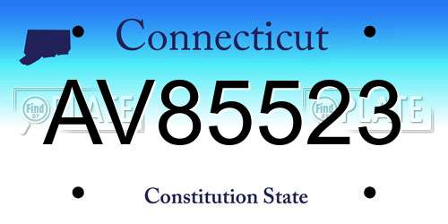 AV85523 Connecticut License Plate