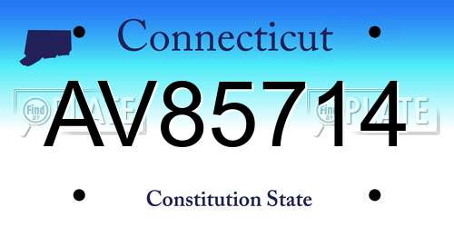 AV85714 Connecticut License Plate
