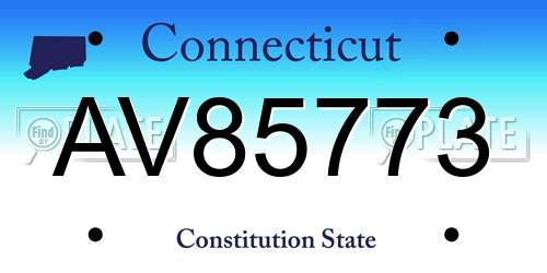 AV85773 Connecticut License Plate