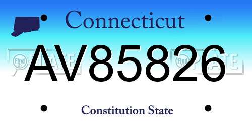 AV85826 Connecticut License Plate