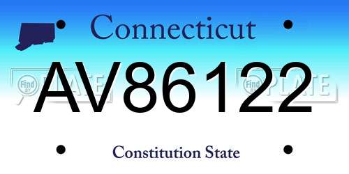 AV86122 Connecticut License Plate