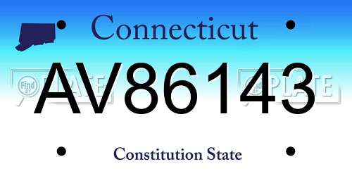 AV86143 Connecticut License Plate
