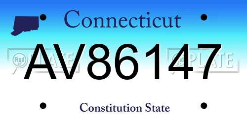 AV86147 Connecticut License Plate