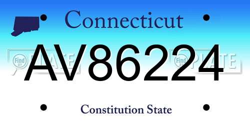 AV86224 Connecticut License Plate