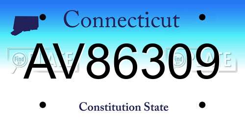 AV86309 Connecticut License Plate