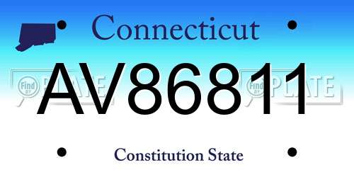 AV86811 Connecticut License Plate