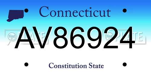 AV86924 Connecticut License Plate