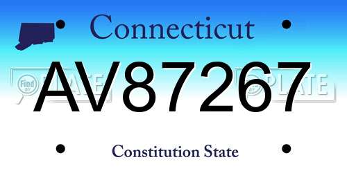 AV87267 Connecticut License Plate