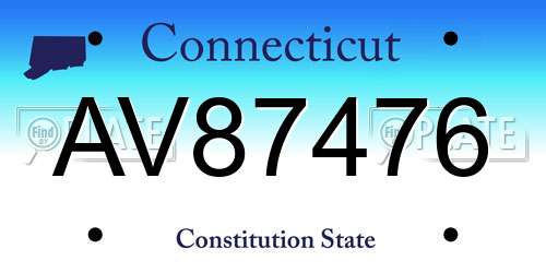 AV87476 Connecticut License Plate