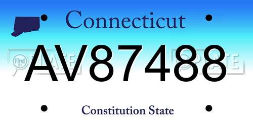 AV87488 Connecticut License Plate