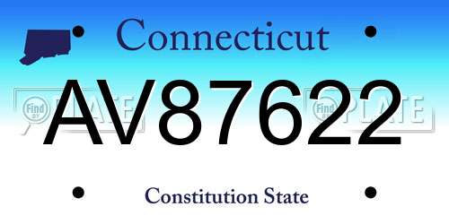 AV87622 Connecticut License Plate