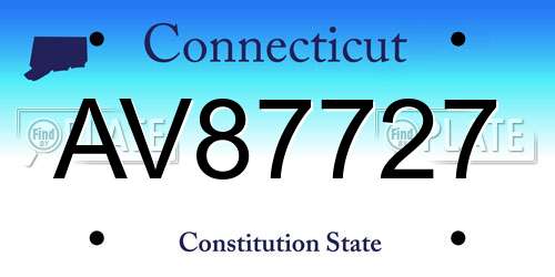 AV87727 Connecticut License Plate
