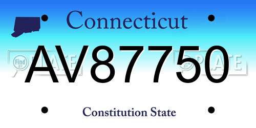 AV87750 Connecticut License Plate