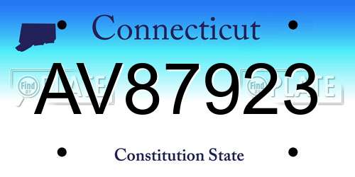 AV87923 Connecticut License Plate