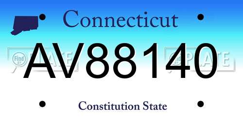 AV88140 Connecticut License Plate