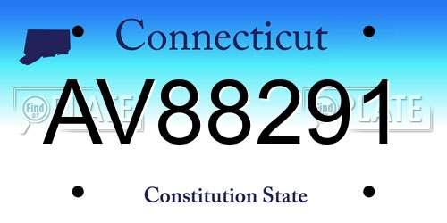 AV88291 Connecticut License Plate