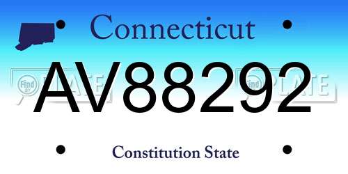 AV88292 Connecticut License Plate