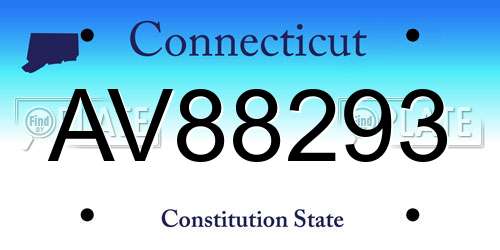 AV88293 Connecticut License Plate
