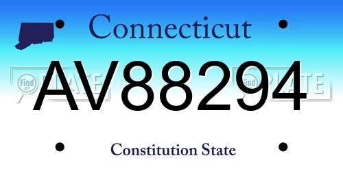 AV88294 Connecticut License Plate