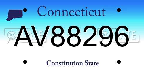 AV88296 Connecticut License Plate