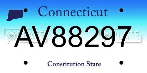 AV88297 Connecticut License Plate