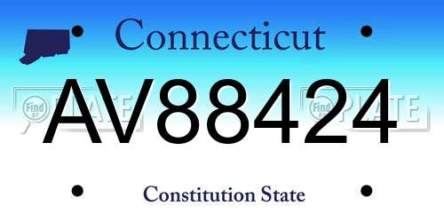 AV88424 Connecticut License Plate