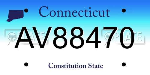AV88470 Connecticut License Plate