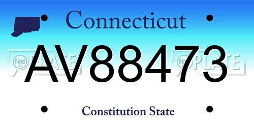 AV88473 Connecticut License Plate
