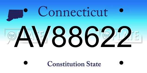 AV88622 Connecticut License Plate