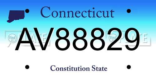 AV88829 Connecticut License Plate