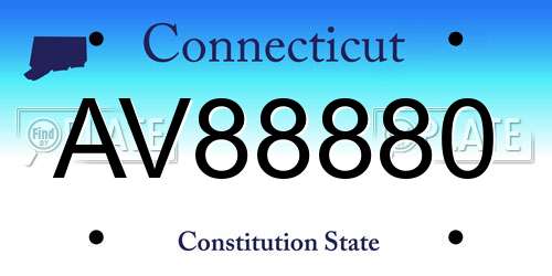 AV88880 Connecticut License Plate